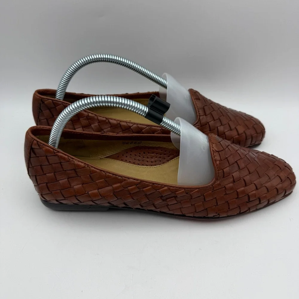 Robert Zur Woven Leather Loafers Mens Size 9 Brown Intrecciato Slip On Shoes
